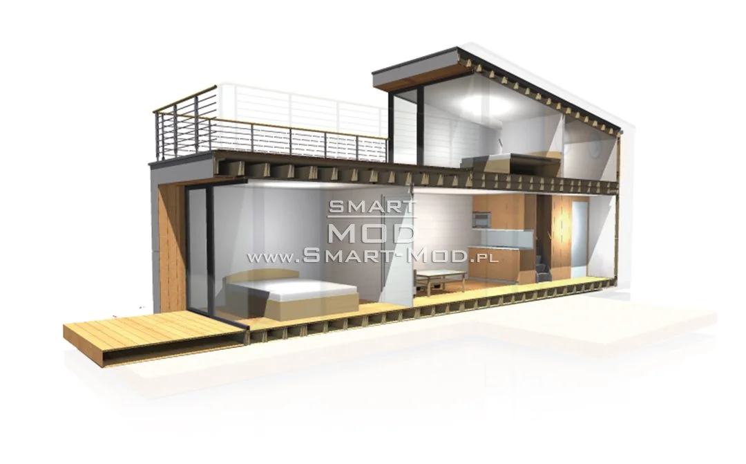 Letniskowy domek bez pozwolenia na budowę z wyjściem na górny taras – Apartament 35T