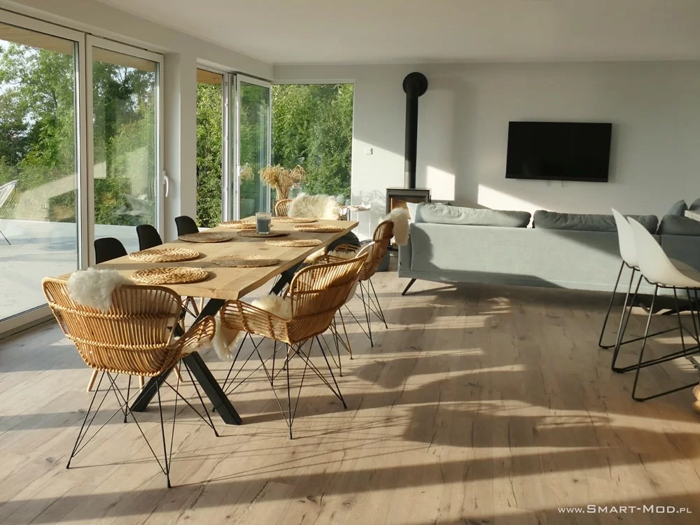 wnętrza boho dom modułowy